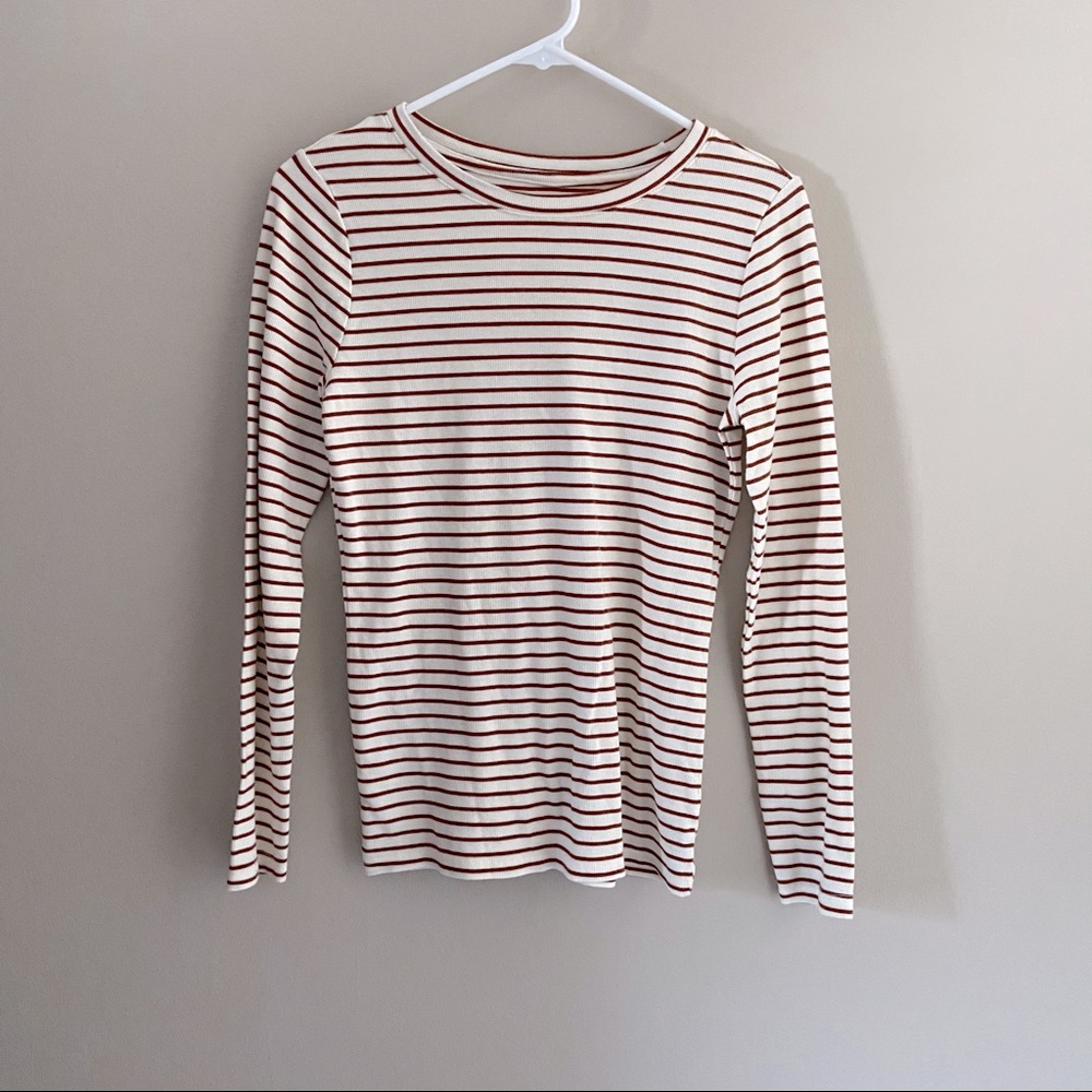 🌿Rust Striped Long Sleeve Top